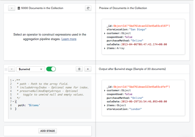 NodeJS MongoDB Aggregation - Aggregation Pipeline Result